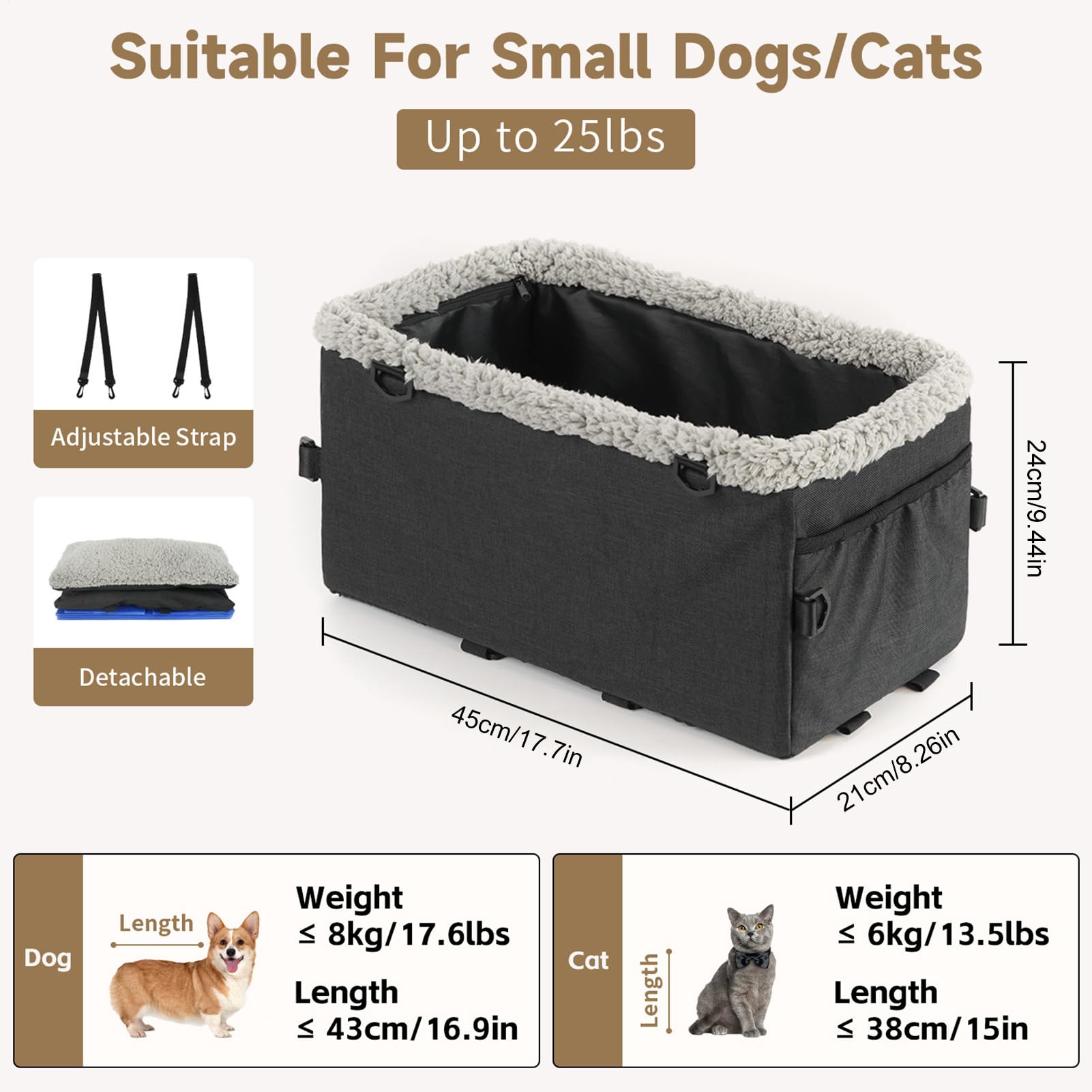 Siège d'auto pour animaux de compagnie, siège d'auto chien Siège d'auto de | Lit de booster de chat portable avec sangles réglables pour véhicule de
