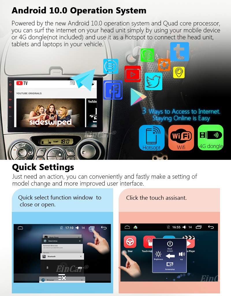 Android 10.0 Touchscreen Car Stereo with Bluetooth Carplay Double Din