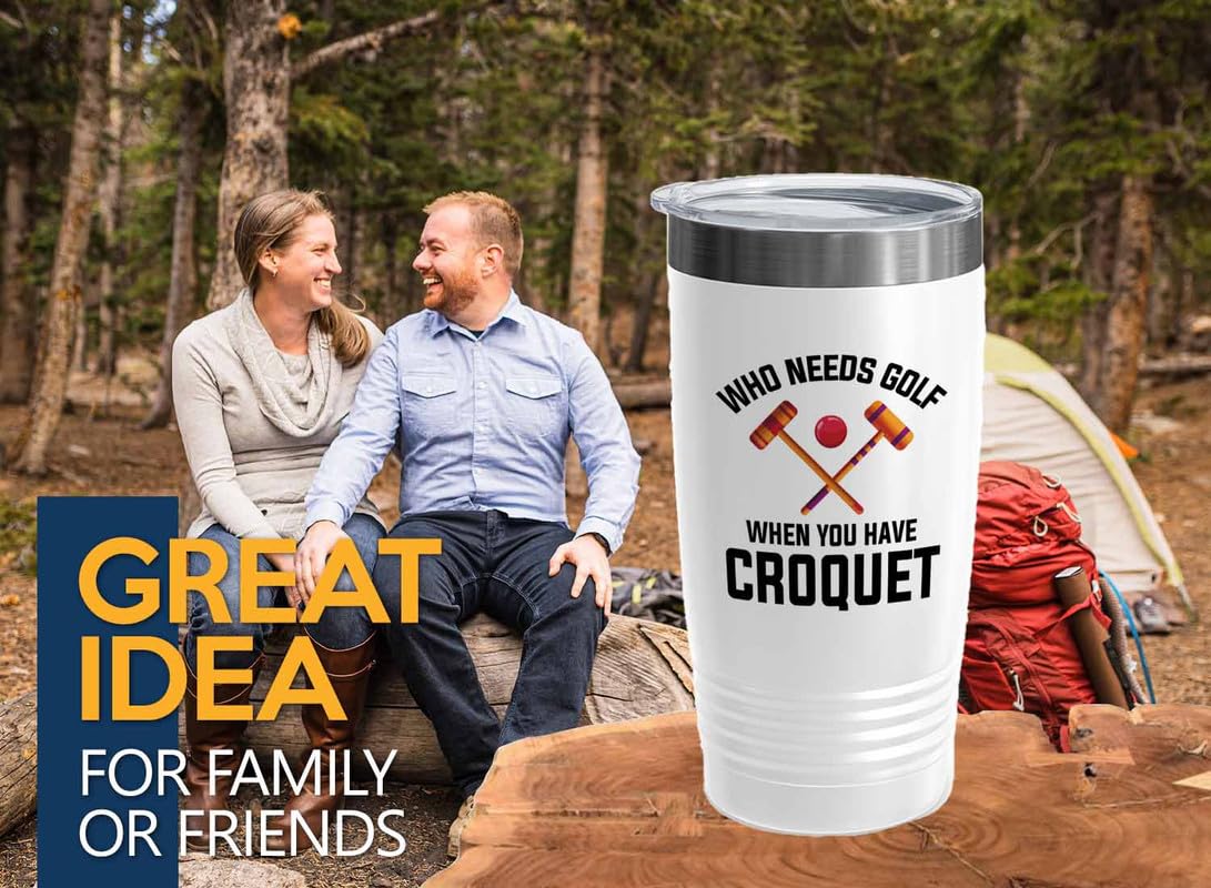 Croquet White Edition Viking Tumbler 20oz - Who needs golf - Tennis Racquetball Outdoor Game Netball Softball For Sport Lover