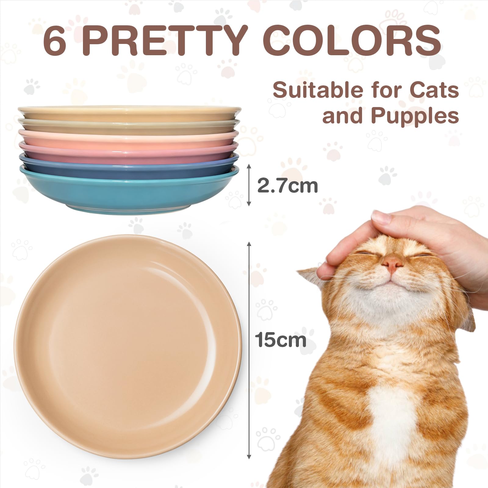 6 pezzi Ciotole per Gatti in Ceramica, Ciotola Gatto, Ciotola Piatta Gatti per Alleviare l'affaticamento Dei Baffi, Ciotole per Cani Piccoli, Gattini