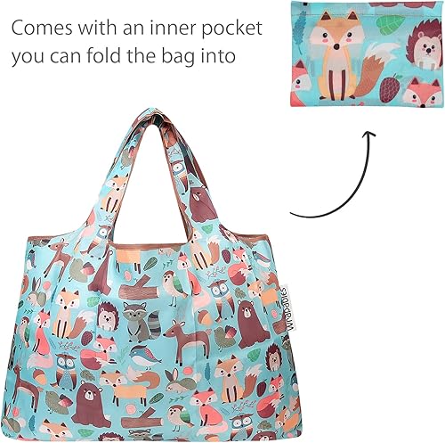 Vista 5 de allydrew Large & Small Foldable Tote Nylon Reusable Grocery Bags, Set of 2