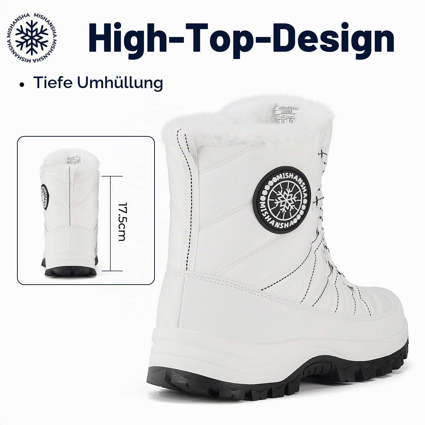 Mishansha Winterschuhe Damen Warm Gefüttert Schneestiefel Gr.36-42 | Outdoor,Winter Boots,Winterstiefel,Stiefeletten,Rutschfest,Warme Bequem,Leicht,Plüsch,Wander,Trekking