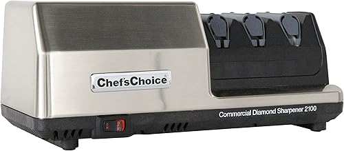 Chef'sChoice Afilador de cuchillos eléctrico comercial profesional con módulo de afilado de 20 grados, abrasivos de diamante al 100% y guías de