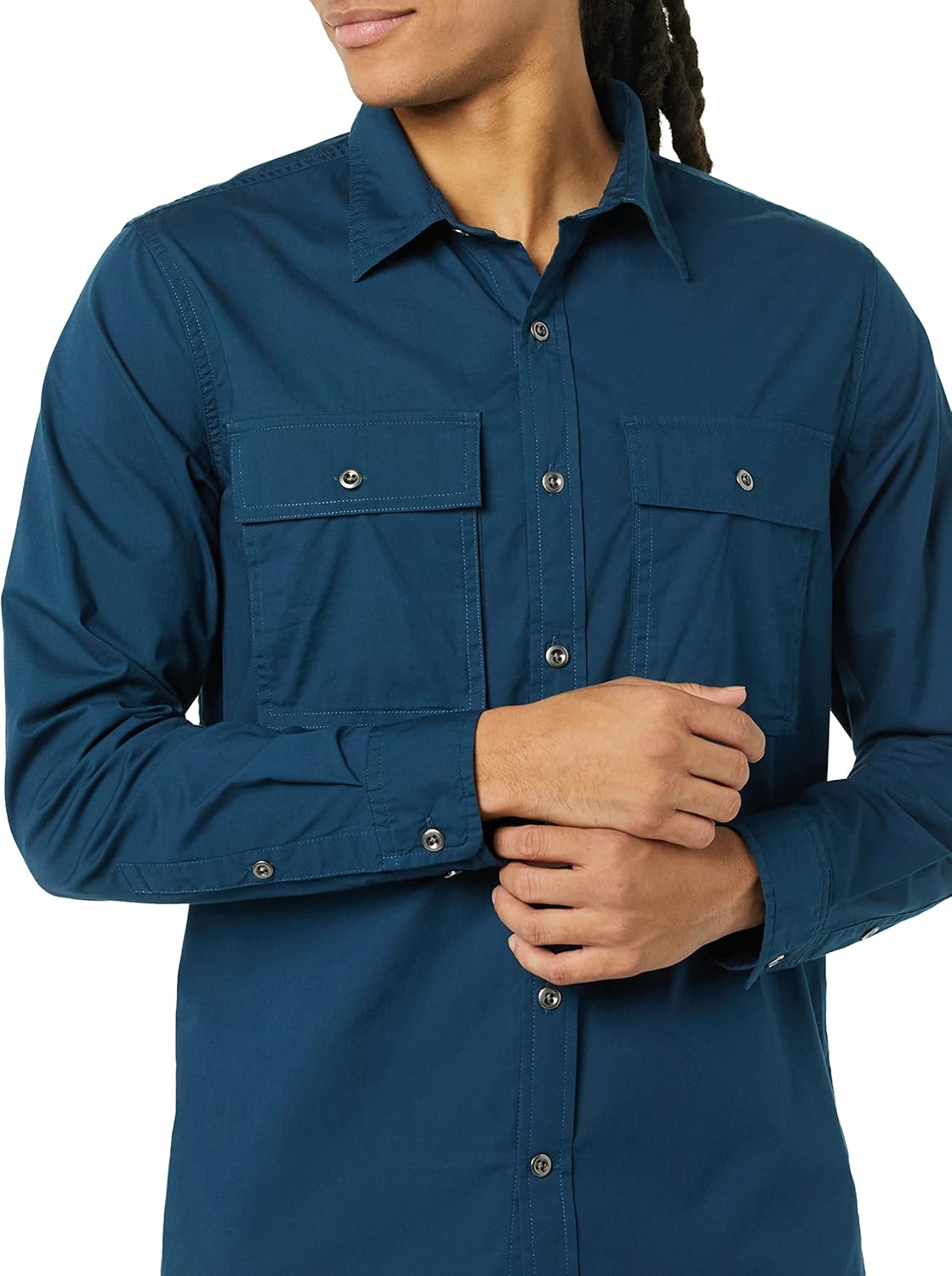 Amazon Essentials Men's Slim-Fit Long-Sleeve Two-Pocket Utility - Image 5