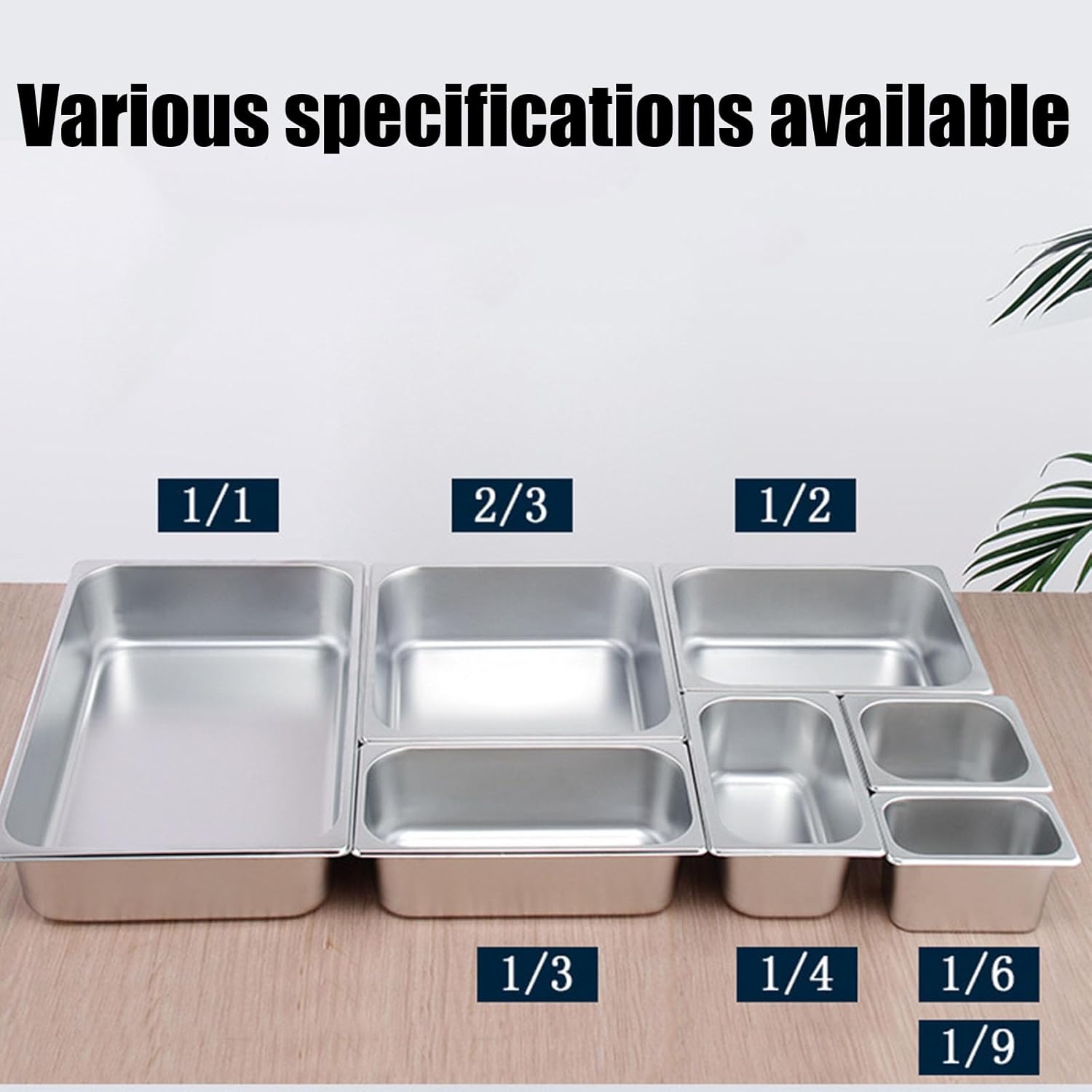 Full Size Deep Restaurant Steam Table Pans Container,Stainless Steel Hotel Buffet Pan,Commercial Cookwares Pan for Food,1/4（26.5 * 16.2cm）,10cm