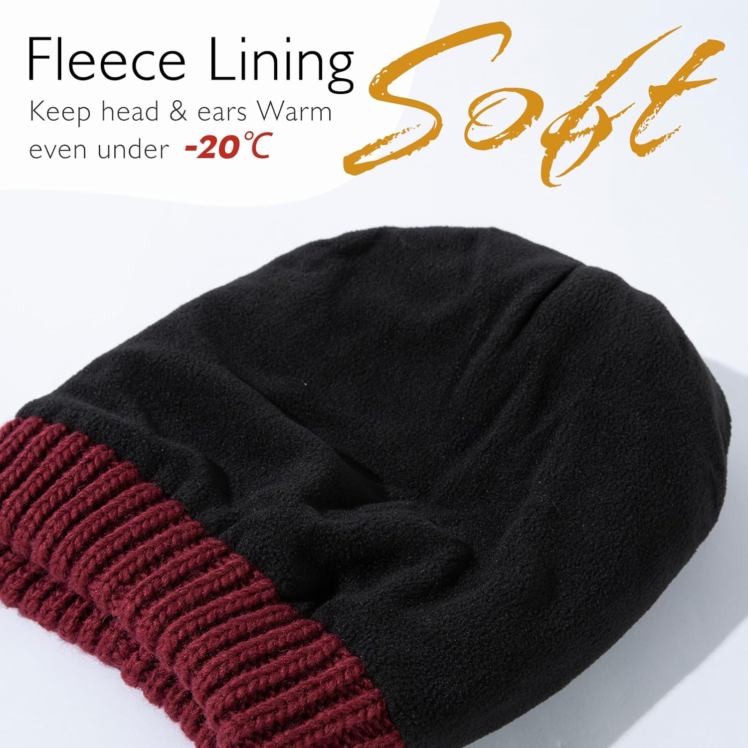 TOP-EX PolarWool™ Winter Slouchy Beanie for Women Icelandic Wool with Faux Fur Pom - Satin or Fleece Lined for Cold Weather - Image 3