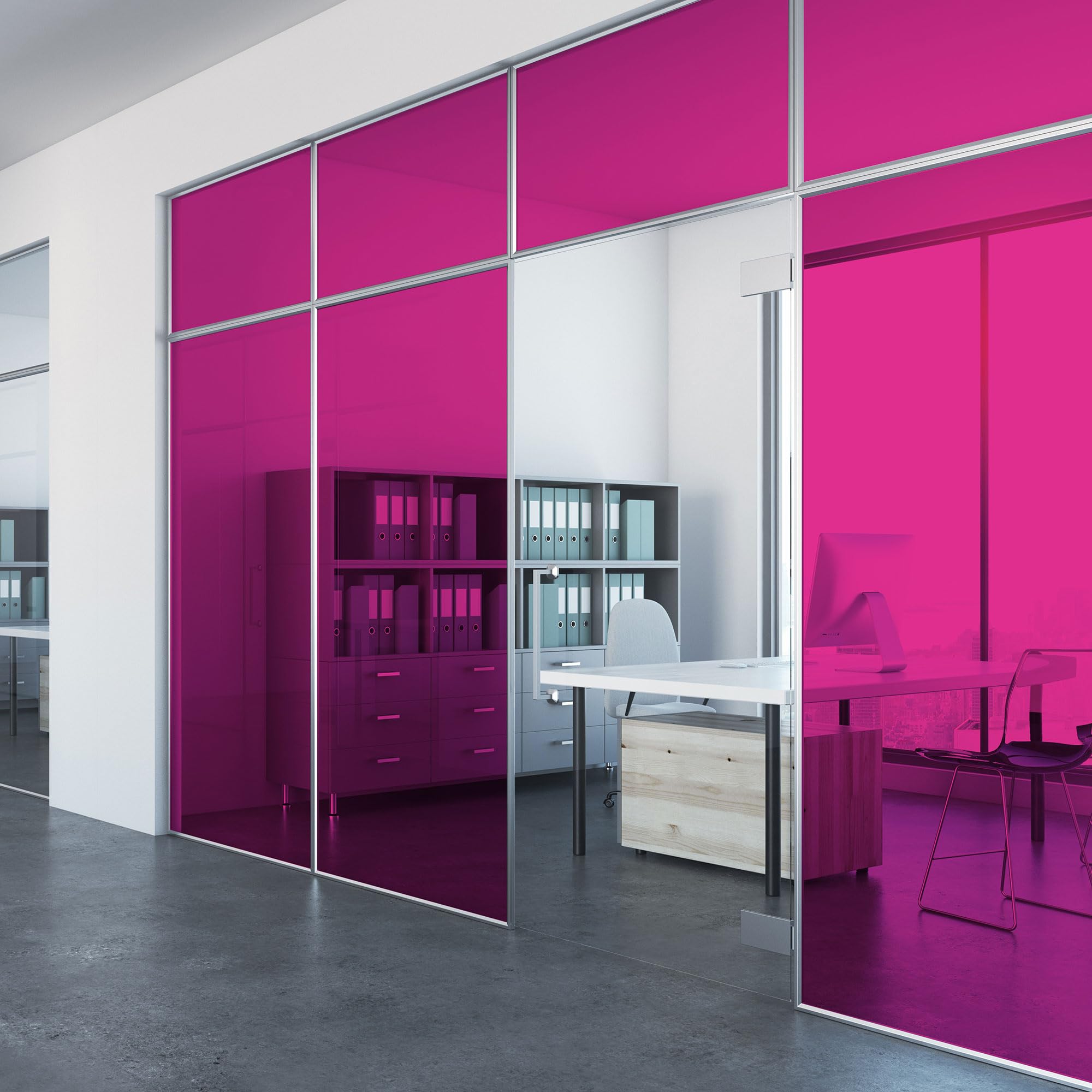 Abode Window Films Pink Transparent Stained Glass Window Film 50Cm X 100Cm, Pvc Self-Adhesive Decorative Window Film, Uv Glass Protection & Easy Application