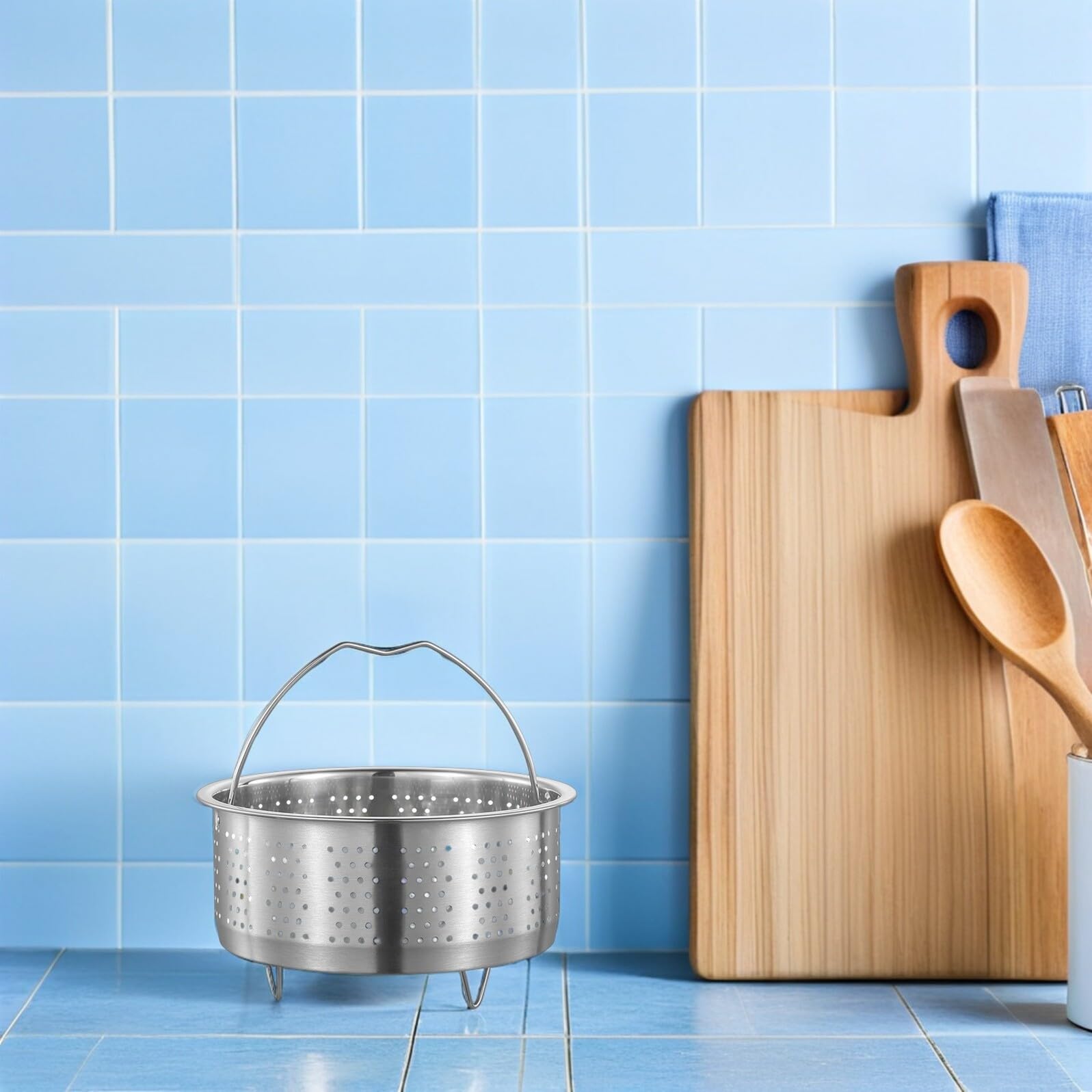 UPKOCH Cesta de vapor de malla de acero inoxidable, cesta de vapor de verduras, cesta de vapor china, olla de arroz, cesta de vapor con asa para verduras, pescados y mariscos, vaporizador portátil de