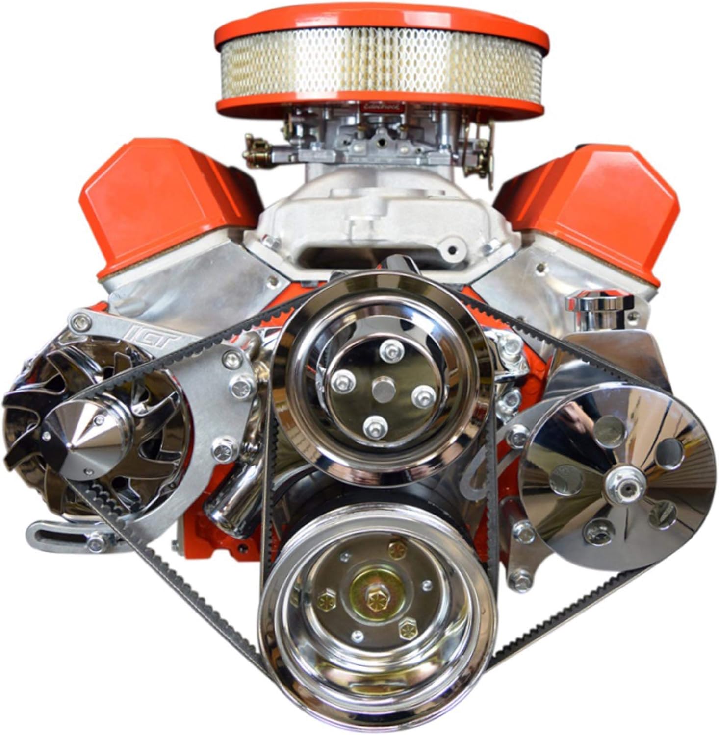 ICT Billet SBC Adjustable Alternator Bracket Low Mount Kit Compatible with Small Block Chevy 305 327 350 5.0L 5.7L V8 Long Water Pump for V Belt 551672