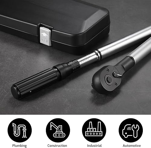 Miniatura 7 de Llave dinamométrica de clic de 34 pulgadas, juego de llaves dinamométricas ajustables de doble escala con una llave hexagonal 100-600ft.lb  135-815Nm