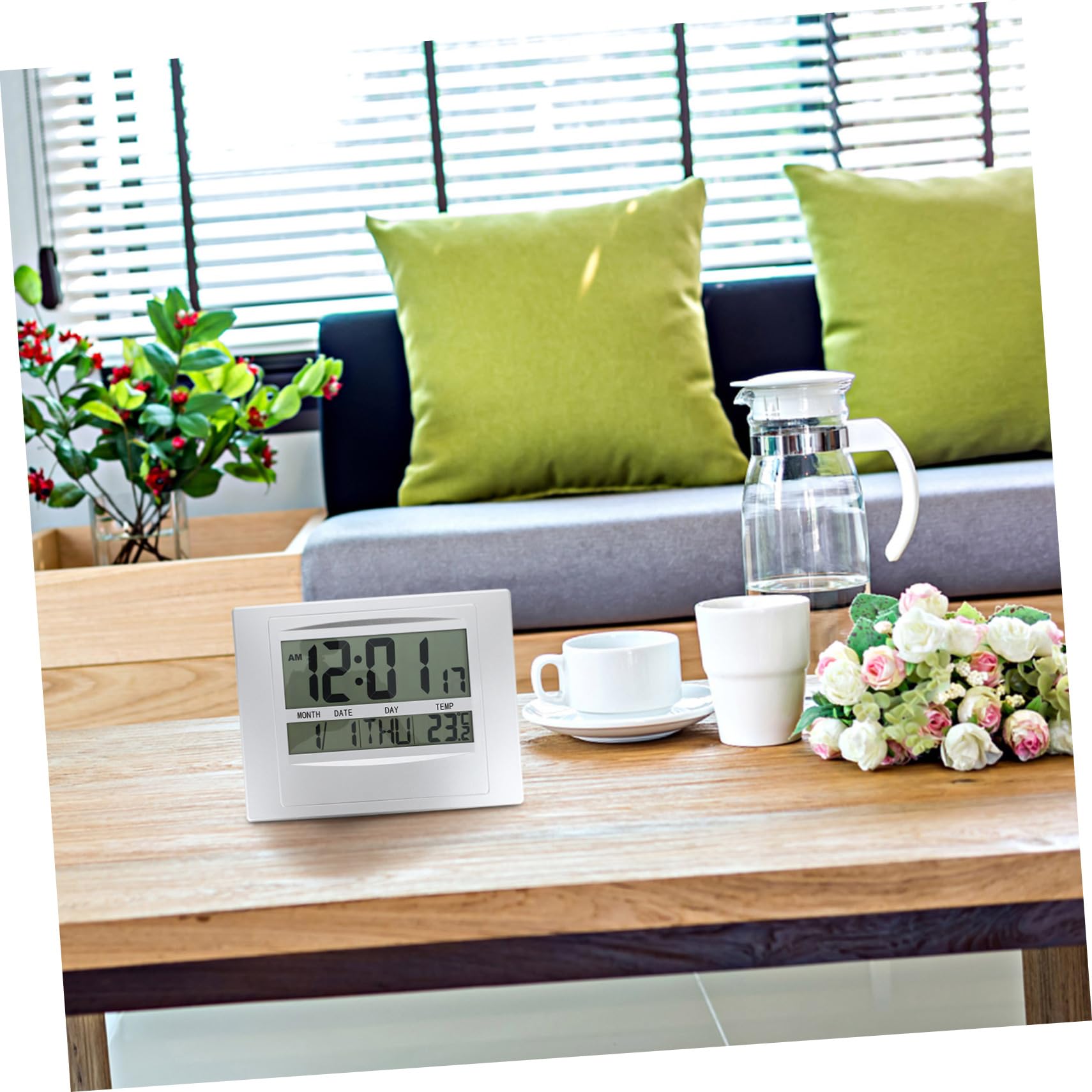PRETYZOOM Misuratore Di Temperatura E Umidità Preciso Orologio Digitale Con Calendario E Supporto Per Casa Ufficio E Hotel
