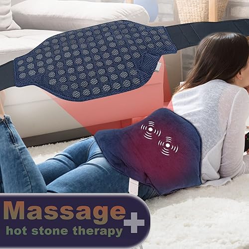 Miniatura 2 de HELLOMOTO Almohadilla térmica eléctrica para aliviar el dolor de espalda con vibraciones de masaje, almohadilla térmica con peso 3 en 1, almohadilla