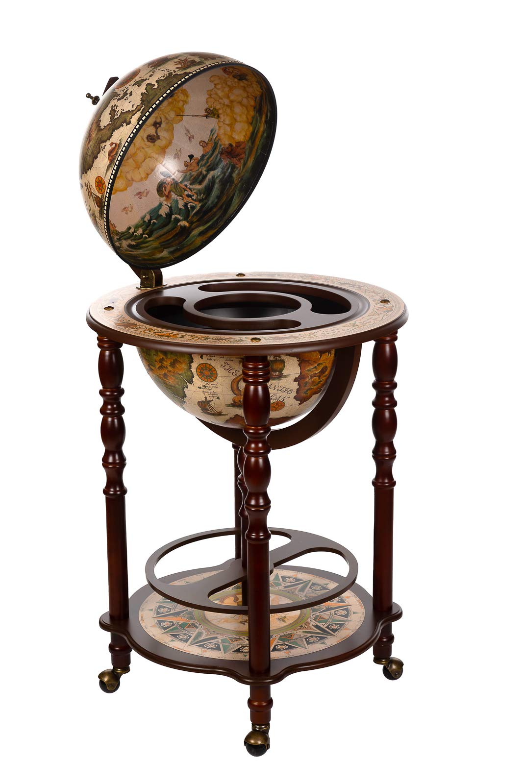 Chariot de bar géant, avec couvercle et roulettes, en forme de globe terrestre, 4 couleurs au choix : beige foncé
