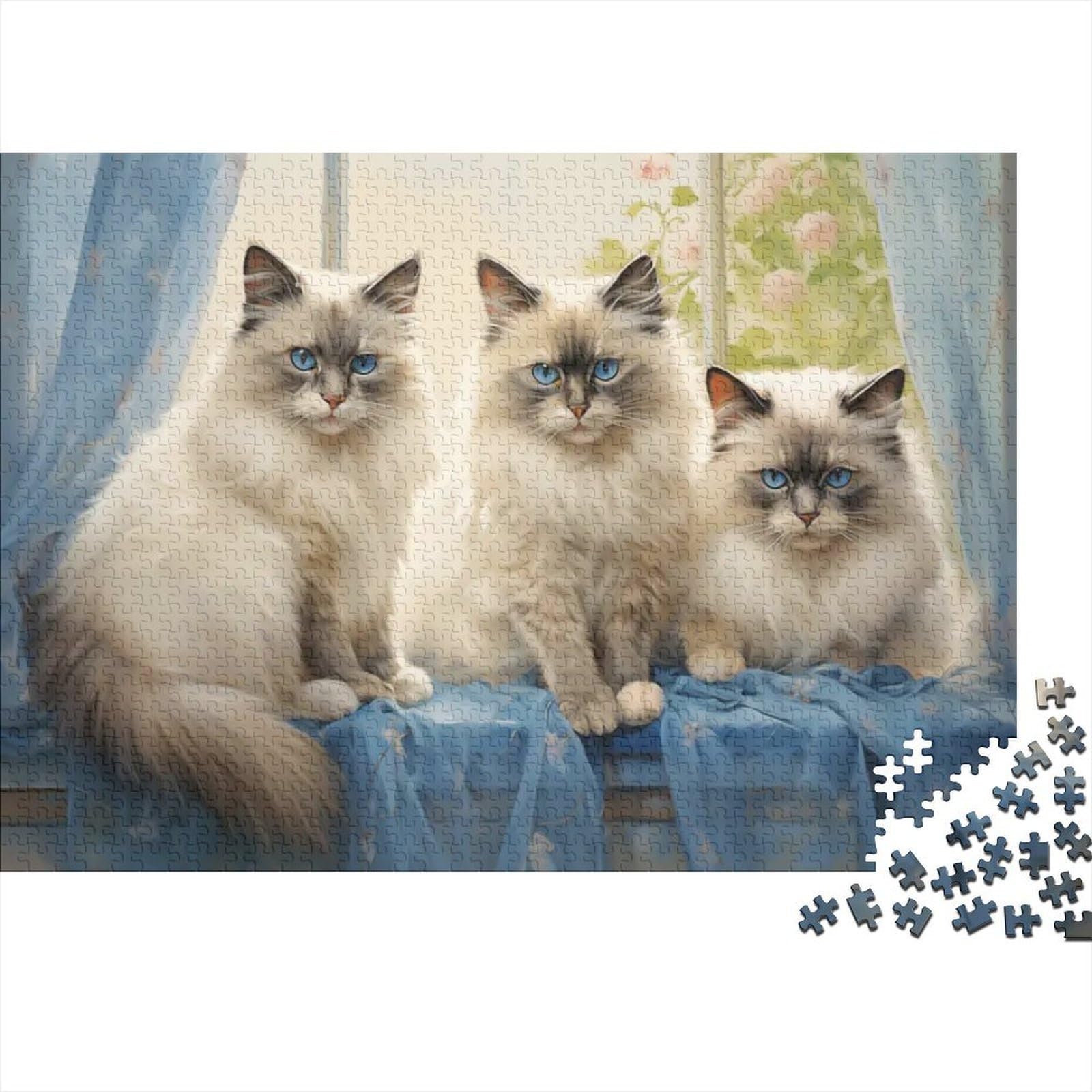 Cat Window Scene 1000 Piece Jigsaw Puzzle Paper Adult Relax Focus