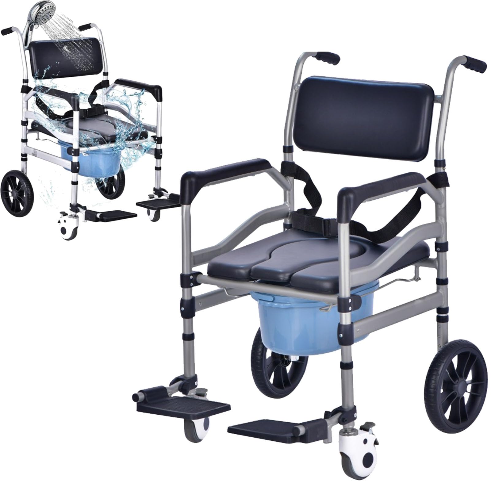 Siege douche adulte et chaise percée mobile pour autonomie à la maison