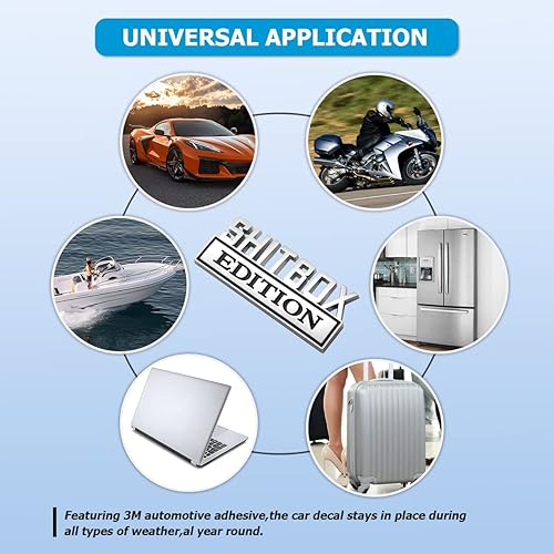 Miniatura 6 de AICEL Shitbox Edition Emblema de coche, calcomanía de repuesto para guardabarros 3D, calcomanía de metal personalizada para puerta trasera del