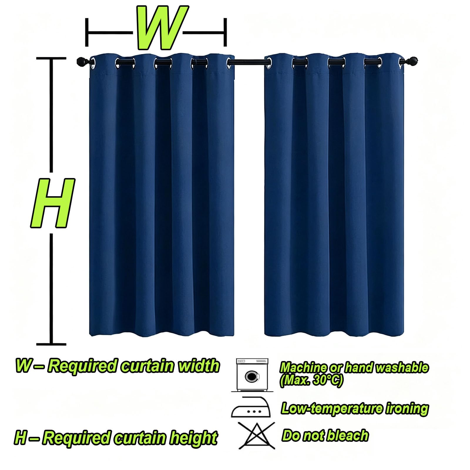 Zasłony Zewnętrzne 50 x 260 cm Niestandardowy Rozmiar, Wodoodporna, Markiza Przeciwsłoneczna, Zasłona Tarasowa, Ekran Prywatności Zasłony Na Taras Do Patio I Altany, Granatowy