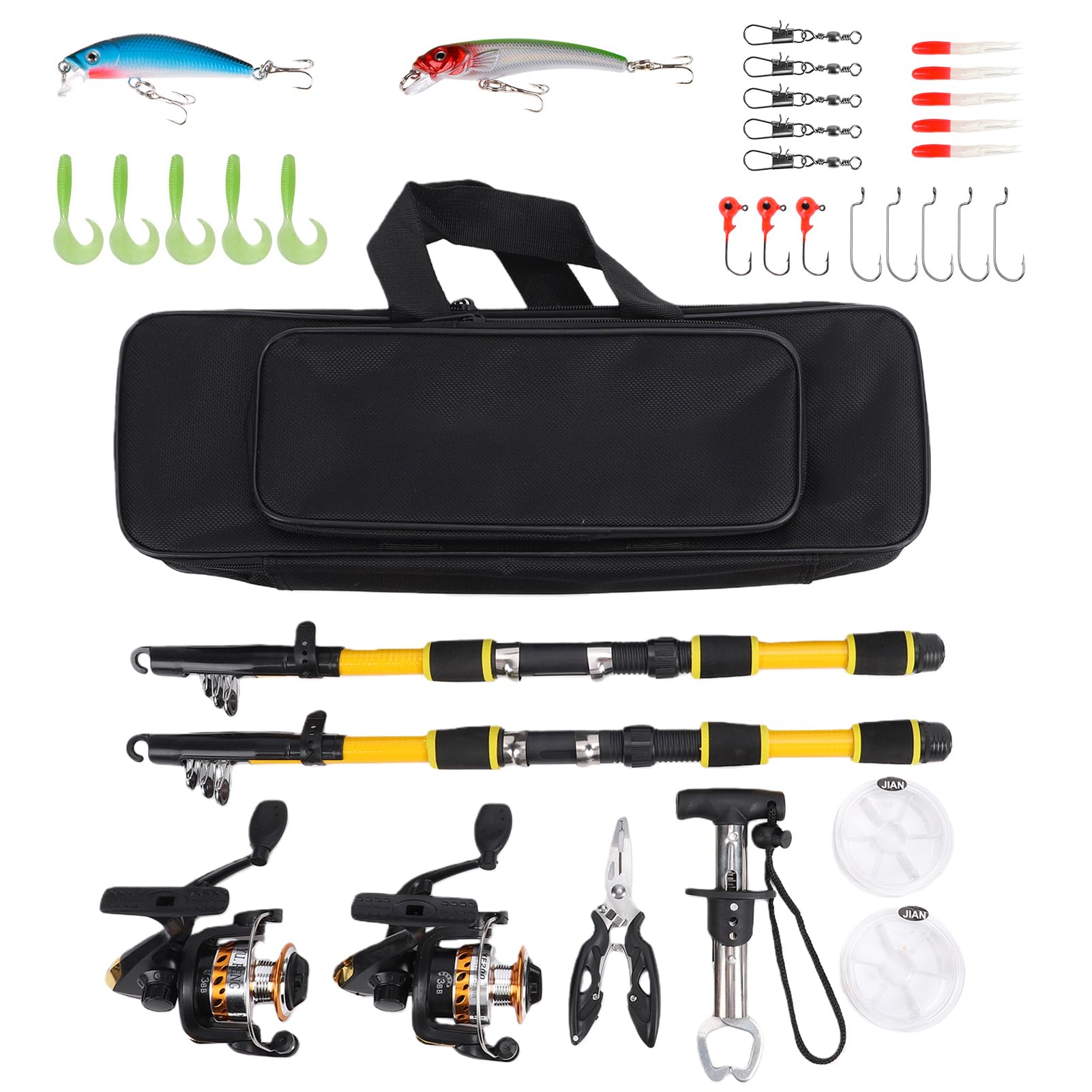 Canna da Pesca Telescopica, Set Combinato di Canne da Pesca, Combinazione Canna e Mulinello, Kit con Mulinelli Spinning, Canne