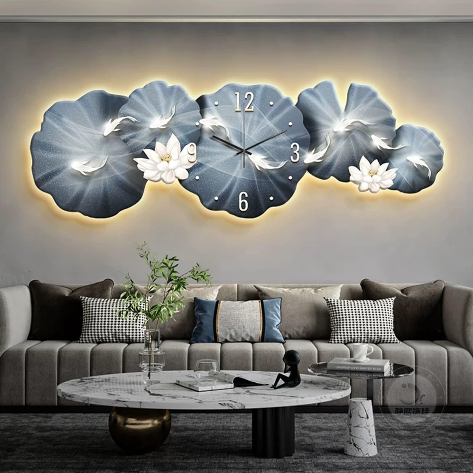 Orologio da Parete Grande 3D LED Moderno Silenzioso | Quadro Luminoso da Parete in Metallo e Acrilico | Decorazioni Parete Casa Design per Soggiorno, Camera, Ingresso