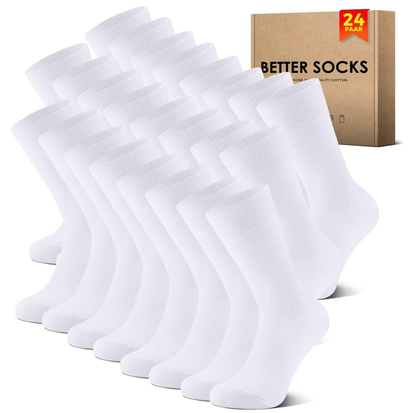 NUOZA Calcetines Mujer Largos Calcetines de Blanco Hombre Algodon Invierno CóModo y Transpirable Pack de 24,39-42