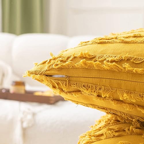 Miniatura 2 de UlikTree Paquete de 2 fundas de almohada de otoño, fundas de almohada de línea para sofá, fundas de almohada cuadradas decorativas, estilo sólido y