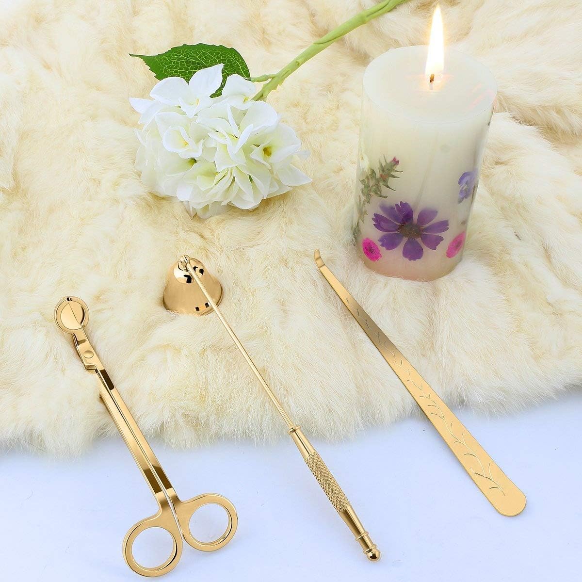 LOHOTEK Candle Snuffer, Candle Wick Trimmer & Wick Dipper Candle Accessories (Champange Gold)
