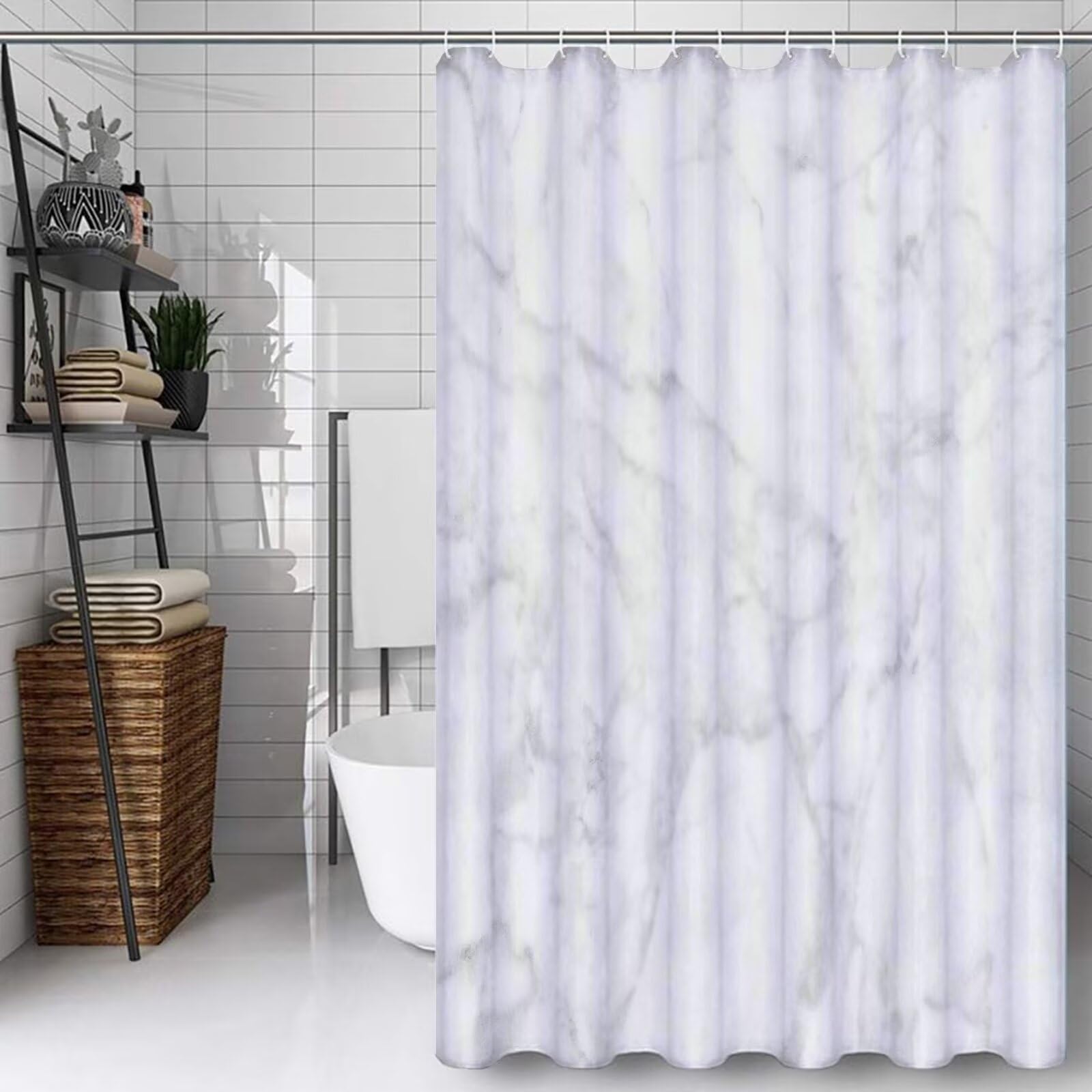 Rideau Douche 180x210cm Polyester Lavable en Machine Imperméable Tissu Rideaux de Douche avec 12 Crochets en C, Ourlet Lesté, pour Salle de Bain Domicile Baignoire Cabine, Hôtel (Gris Beige) D#335
