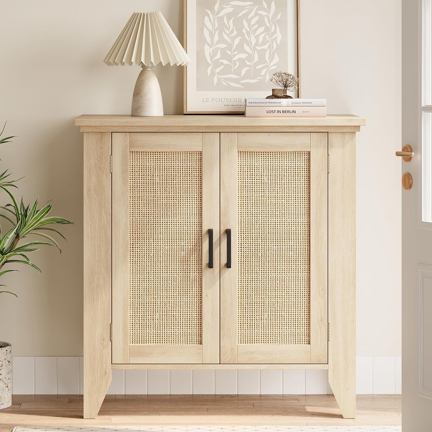 Lot De 2 Buffets Rotin Bohème Chêne Naturel