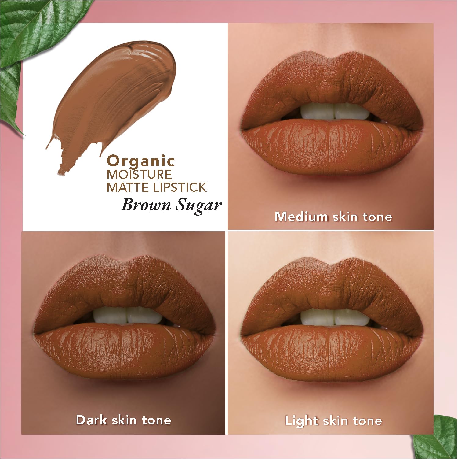 Organic Harvest Moisture Matte Lipstick - Brown Sugar | Langanhaltender brauner, cremiger matter Lippenstift | feuchtigkeitsspendende Formel | zertifiziertes Bio-Make-up | tierversuchsfrei & vegan, 4
