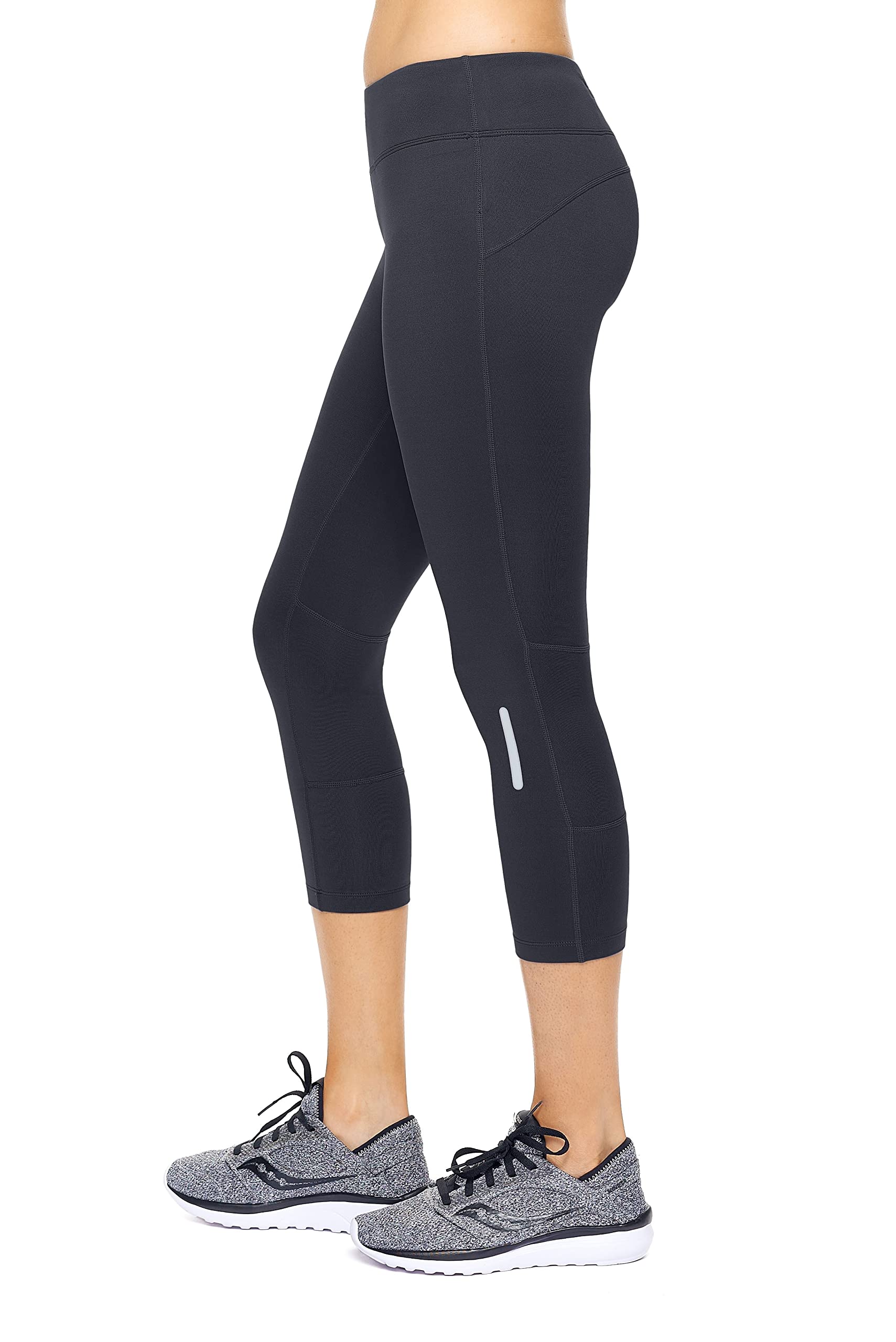 Expert Brand Women's Airstretch Mid-Rise Capri Leggings with Zipper Pocket Black