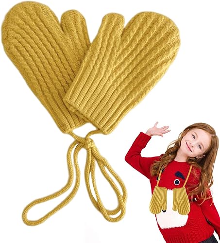 Miniatura 8 de Yimin Toddler Mitten String - Toddler Mittens with String Kids Warm Winter Full Finger Gloves Baby Thick Fleece Lined for Kid