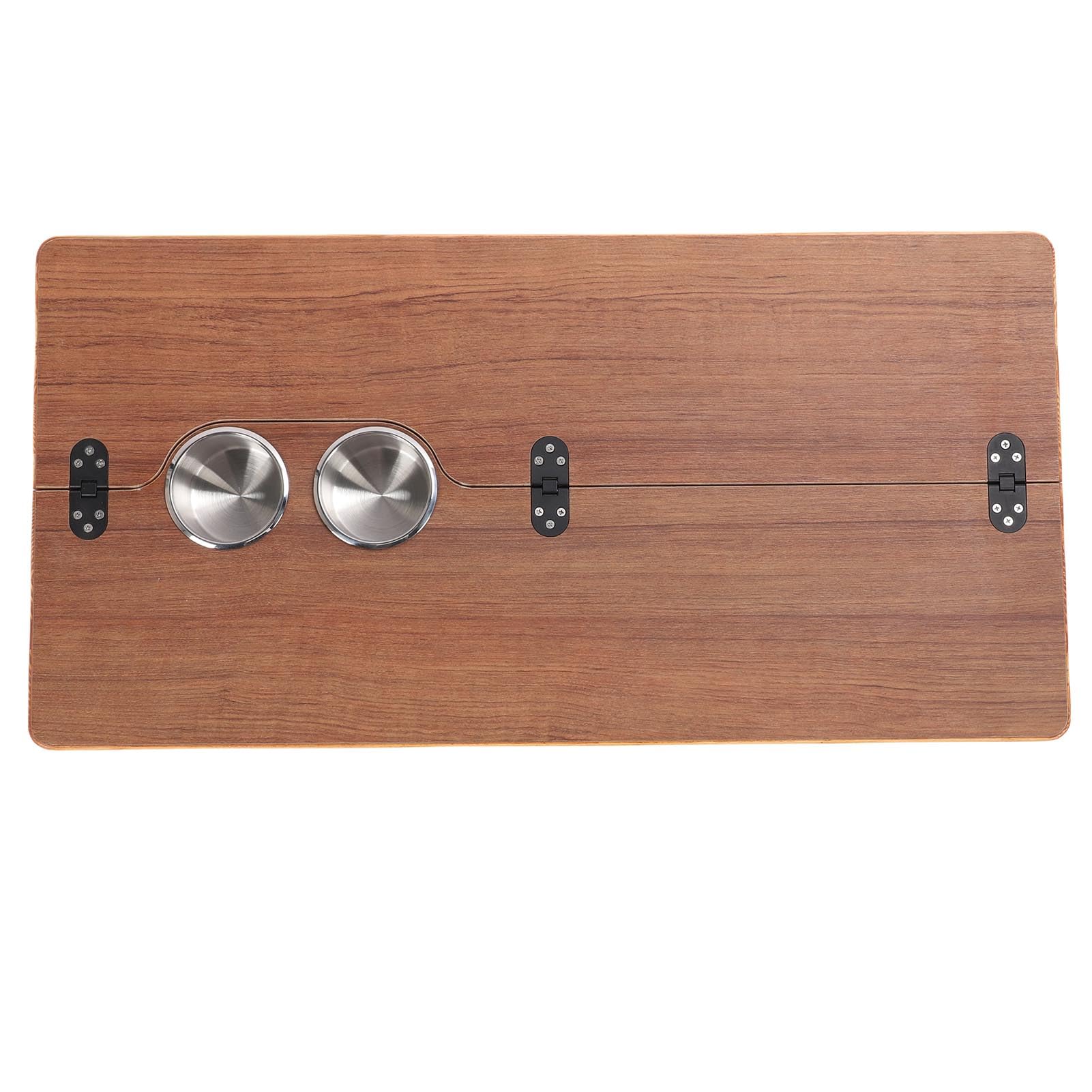 Piano Tavolo per Barca RV, Piano di Lavoro Pieghevole in Legno Massello da 31,49x15,74 Pollici con 2 Portabicchieri in Acciaio Inossidabile, per Yacht (Marrone (595x580 mm/23,43x22,83