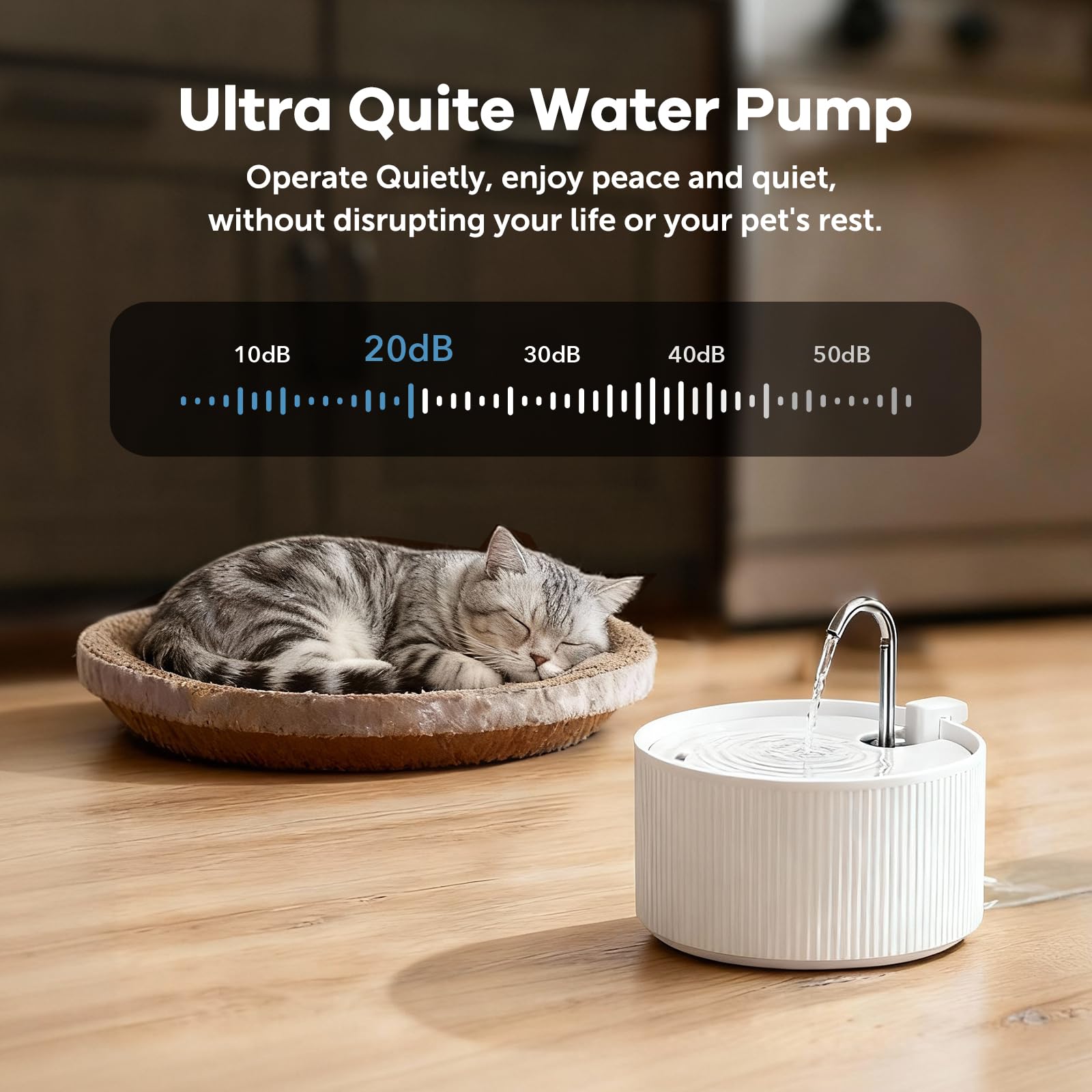 Upgrade Ceramic Cat Water Fountain, 2.2L/78oz Ceramic Cat Fountain, Automatic Ceramic Water Fountain for Cats, Pet Water Fountain with Ultra-Quiet Pump (White) - image 2
