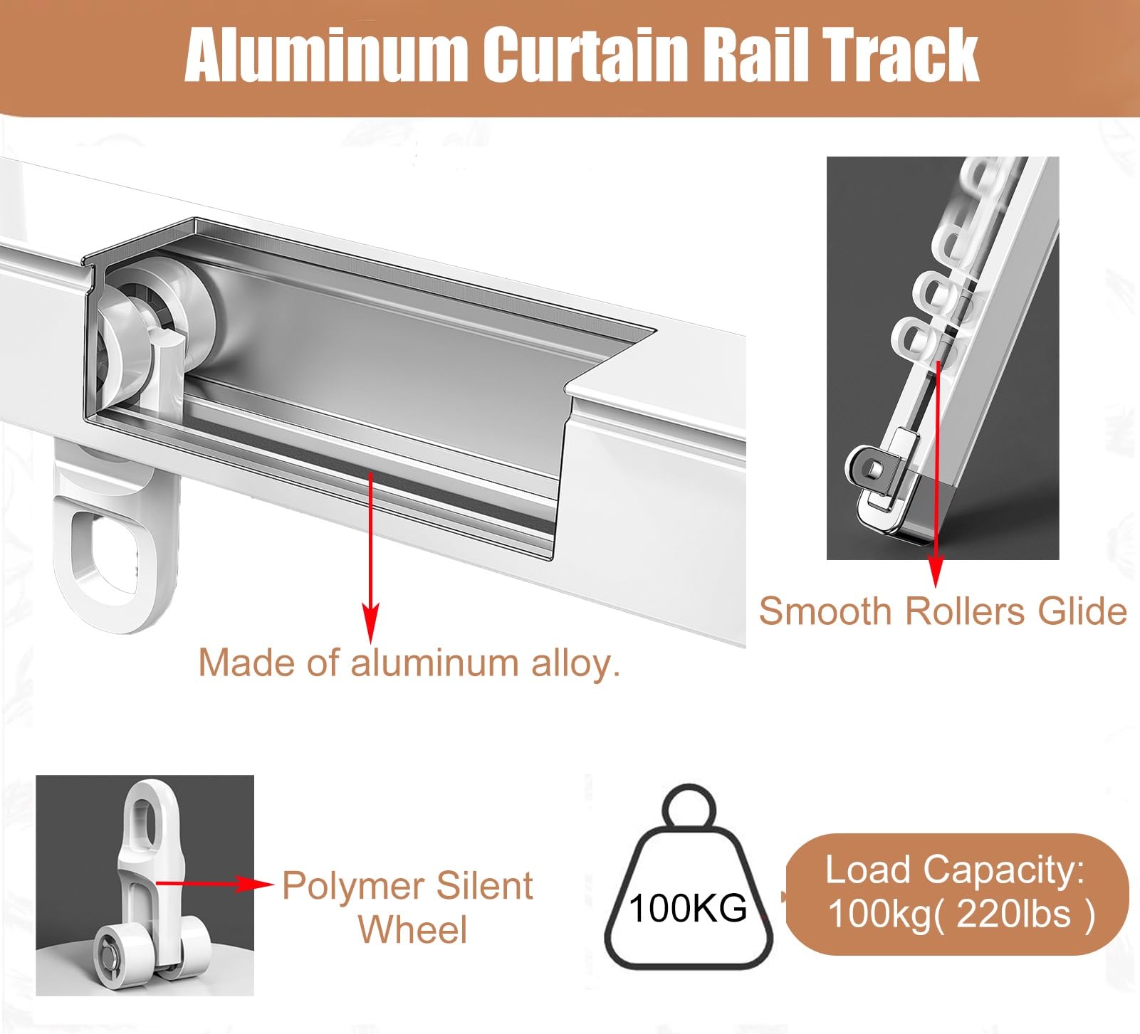 MaKefeile Rieles De Cortina Para Montar En La Pared En El Techo, Rieles De Cortina Divisores De Habitación, Riel De Cortina Para Sala De Estar, Dormitorio, Ducha, Divisor De Ducha, Blanco