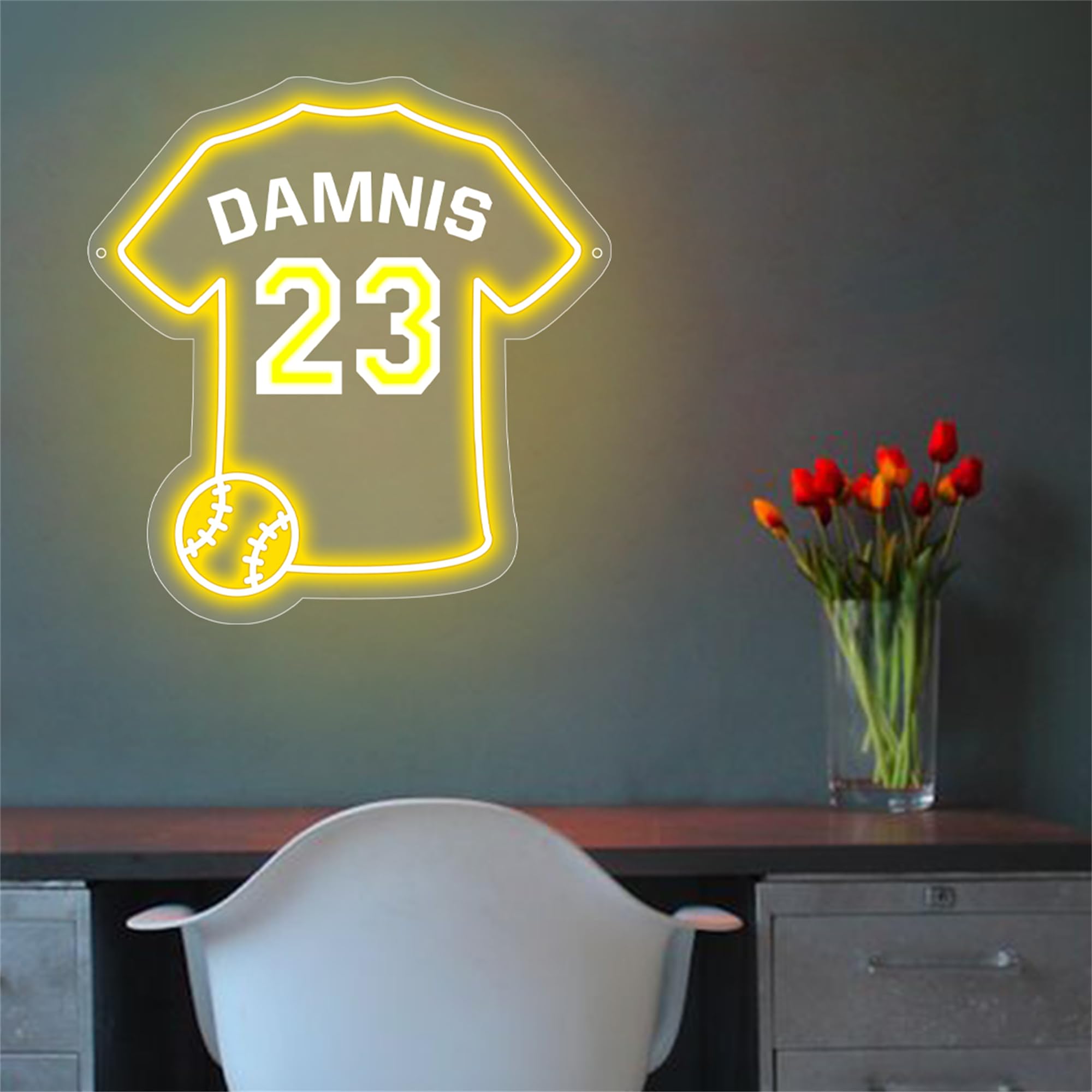 Maglia da basket personalizzata Insegne al neon Nome Numero Pallacanestro Luce al neon Giocatore di basket Luce notturna Sport LED Light Up Segno per regali da basket da parete Compleanno Natale
