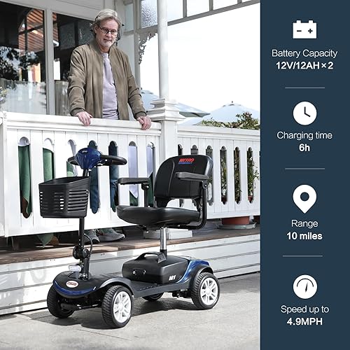 Miniatura 2 de Scooter plegable de movilidad para personas mayores, scooter de 4 ruedas para adultos, scooter médico eléctrico compacto para viajes, dispositivo de