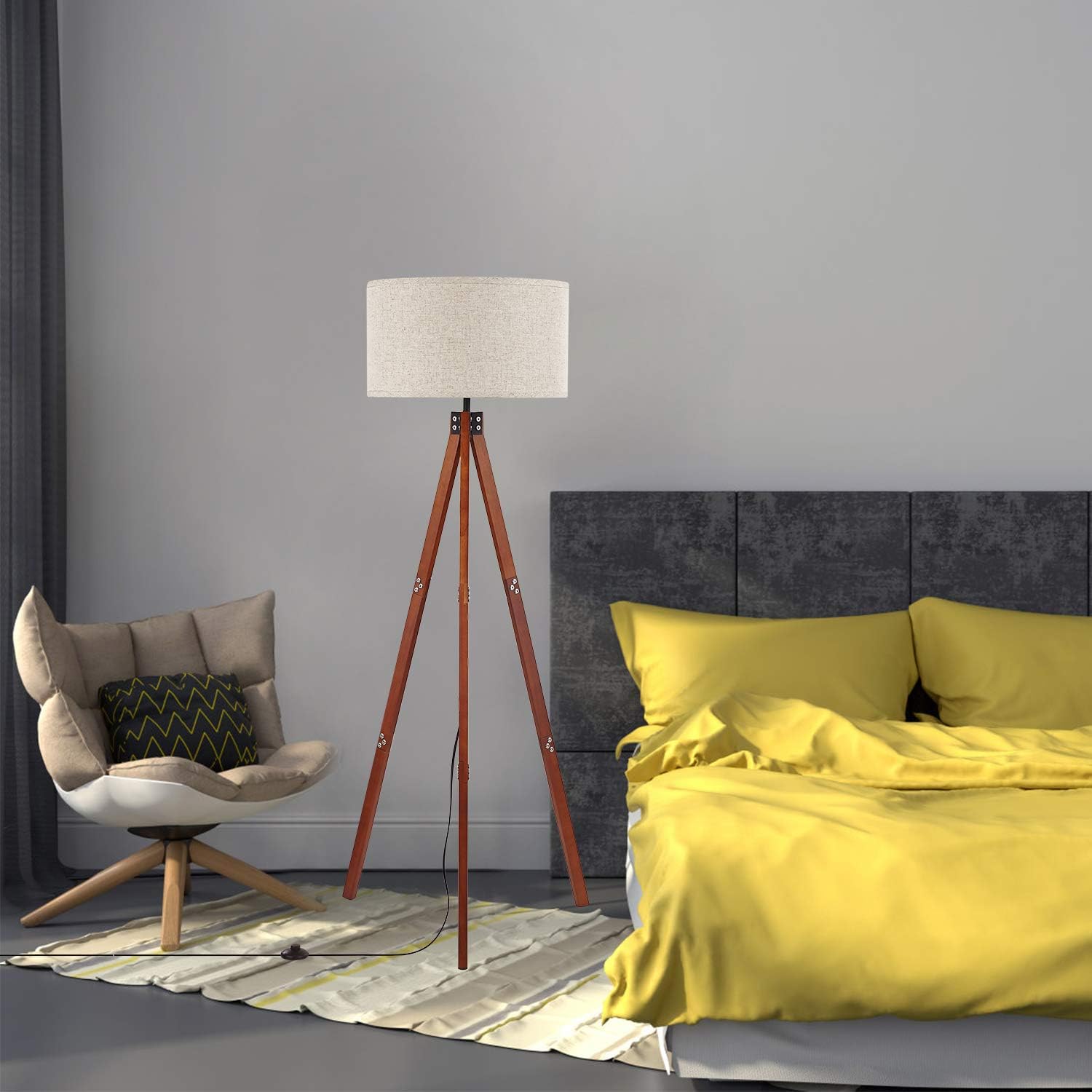 Nеw Dеаl Wood Tripod Floor Lamp, Modern Standing Light with E26 Lamp Base, Wood Floor Reading Lamp for Contemporary Living Room, Bedroom, Study Room and Office Blасk Frіdау - 50% оƒƒ Wood Tripod Floor Lamp, Modern Standing Light with E26 Lamp Base, Wood Floor Reading Lamp for Contemporary Living Room, Bedroom, Study Room and Office