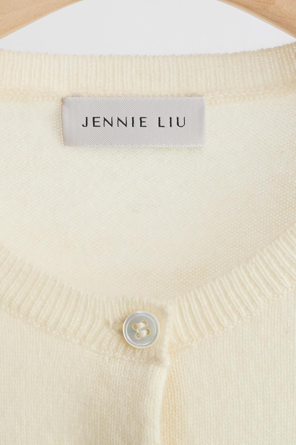 JENNIE LIU Women's 100% Cashmere Button Front Long Sleeve Crewneck Cardigan Sweater - Image 4