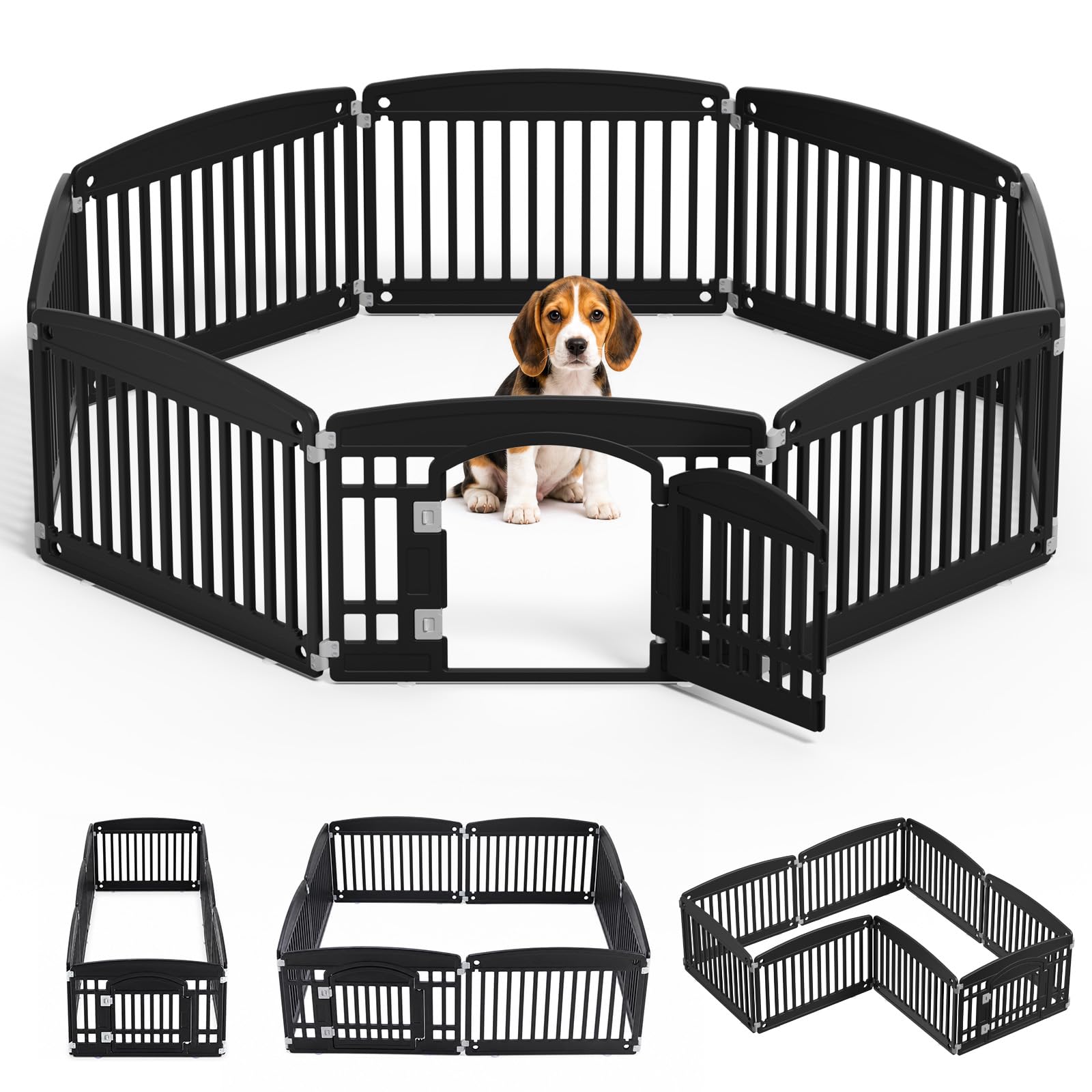 NEWBULIG 8 Panels 24 Inch Dog Playpen, Plastic Pet Play Pen Fence