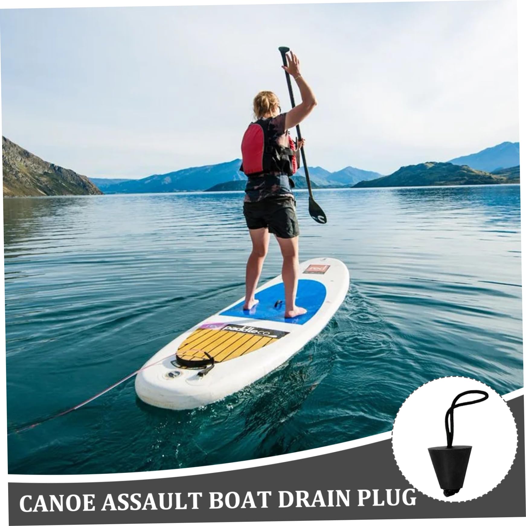 Plug Kayak 4pcs Tappo di svuotamento di Kayak universali Tappi di scupper Silicone con scupper di Sostituzione della Corda a Traino per Canoa gommone Nero
