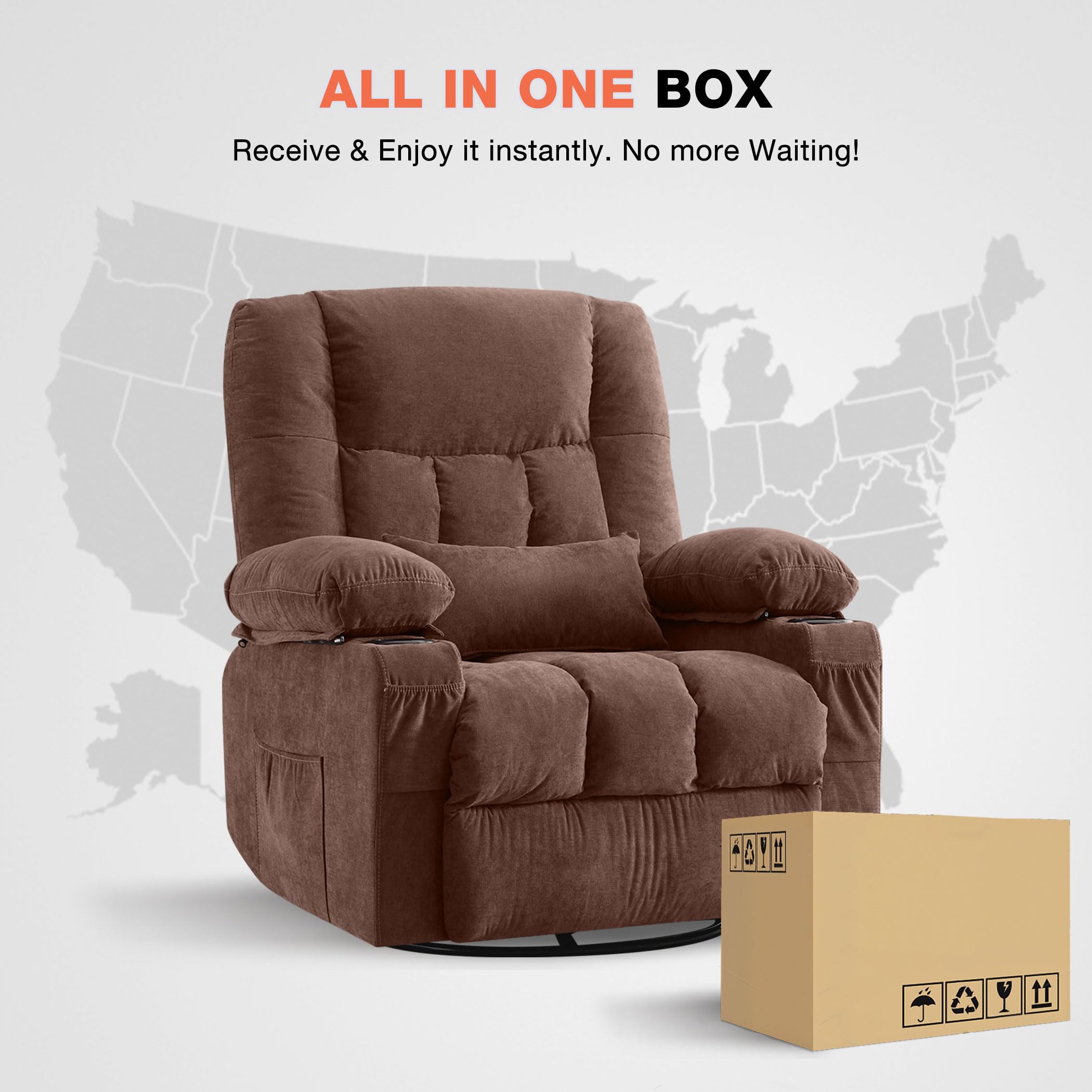 MAHOMICO Recliner Chair with Cup Holders for Living Room Single Seat Manual Oversized Recliner with Ergonomic, Side Pocket for Adult view 9