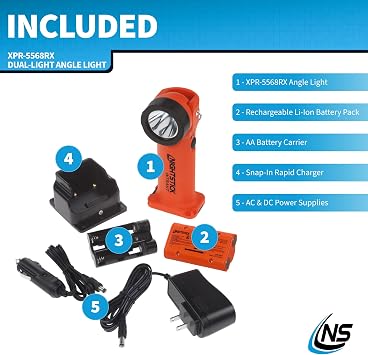 Nightstick XPR-5568RX Intrant Rechargeable Instrinsically Safe Permissible Dual-Light Angle Light NSP-4640B ForgeTM Helmet-Mounted Multi-Function Flashlight