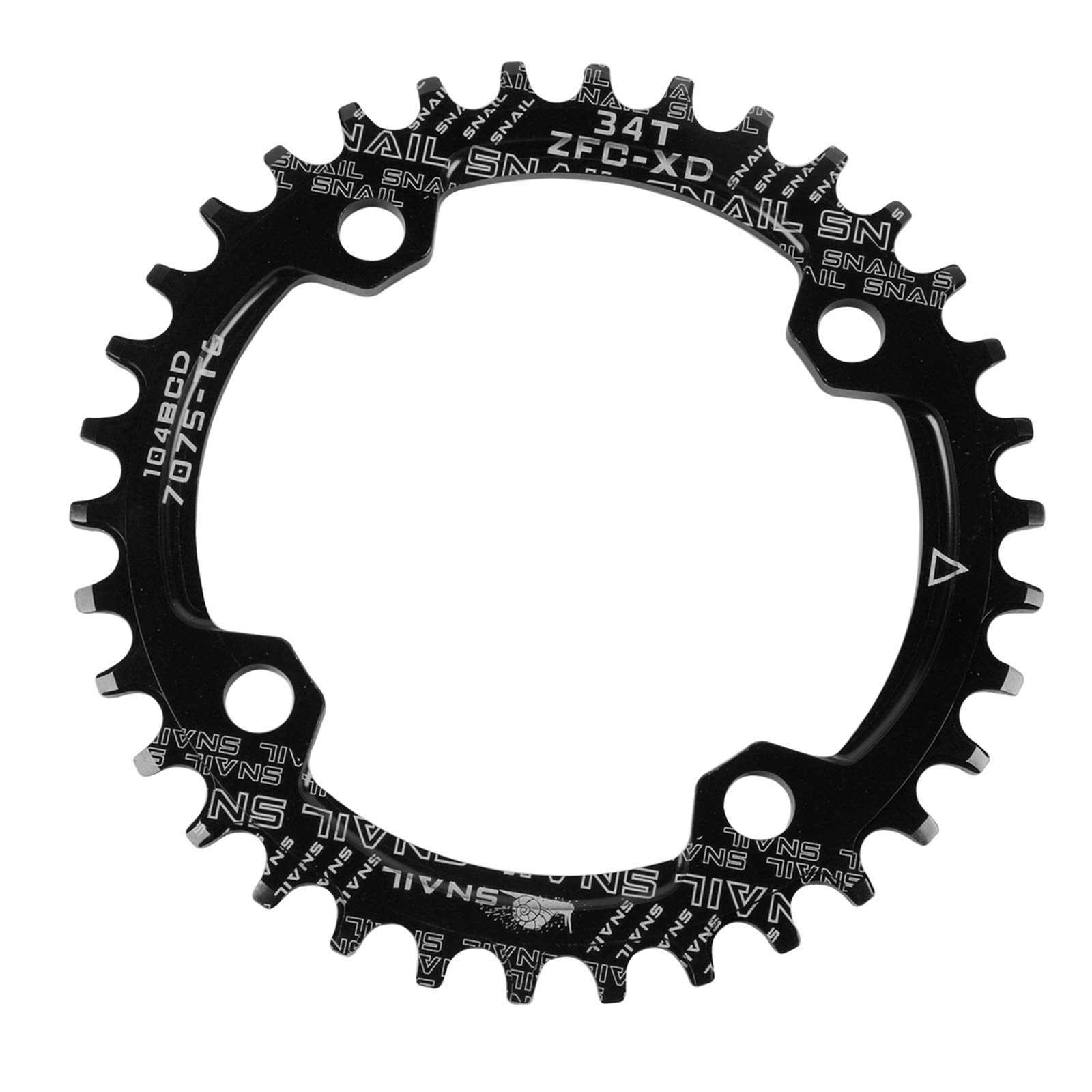 Newgoal BCD104 narrow and wide single chain link, crank single chain link 32T/34T/36T, used for road bikes, mountain bikes modified single chain disc, black