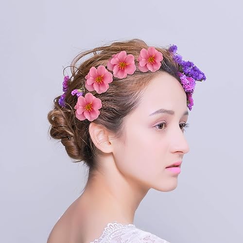 Miniatura 3 de Cabezales de flores de cerezo de seda artificial, tela falsa, decoración de cabeza floral Sakura para novia, pinzas para el cabello, diademas,