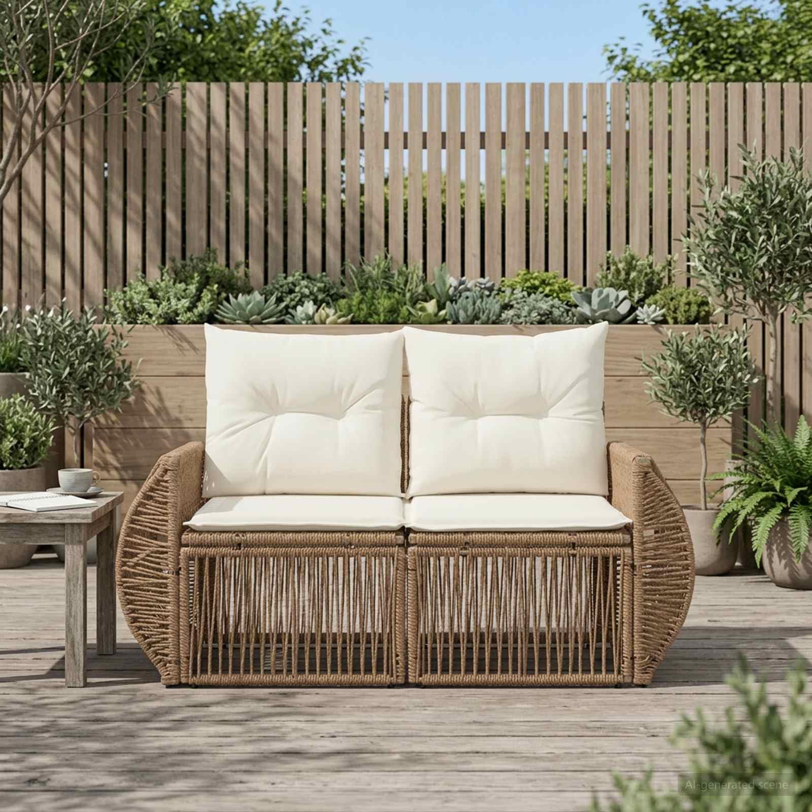 vidaXL Sofa Ogrodowa 2-Liczba miejsc Beżowy polirattan