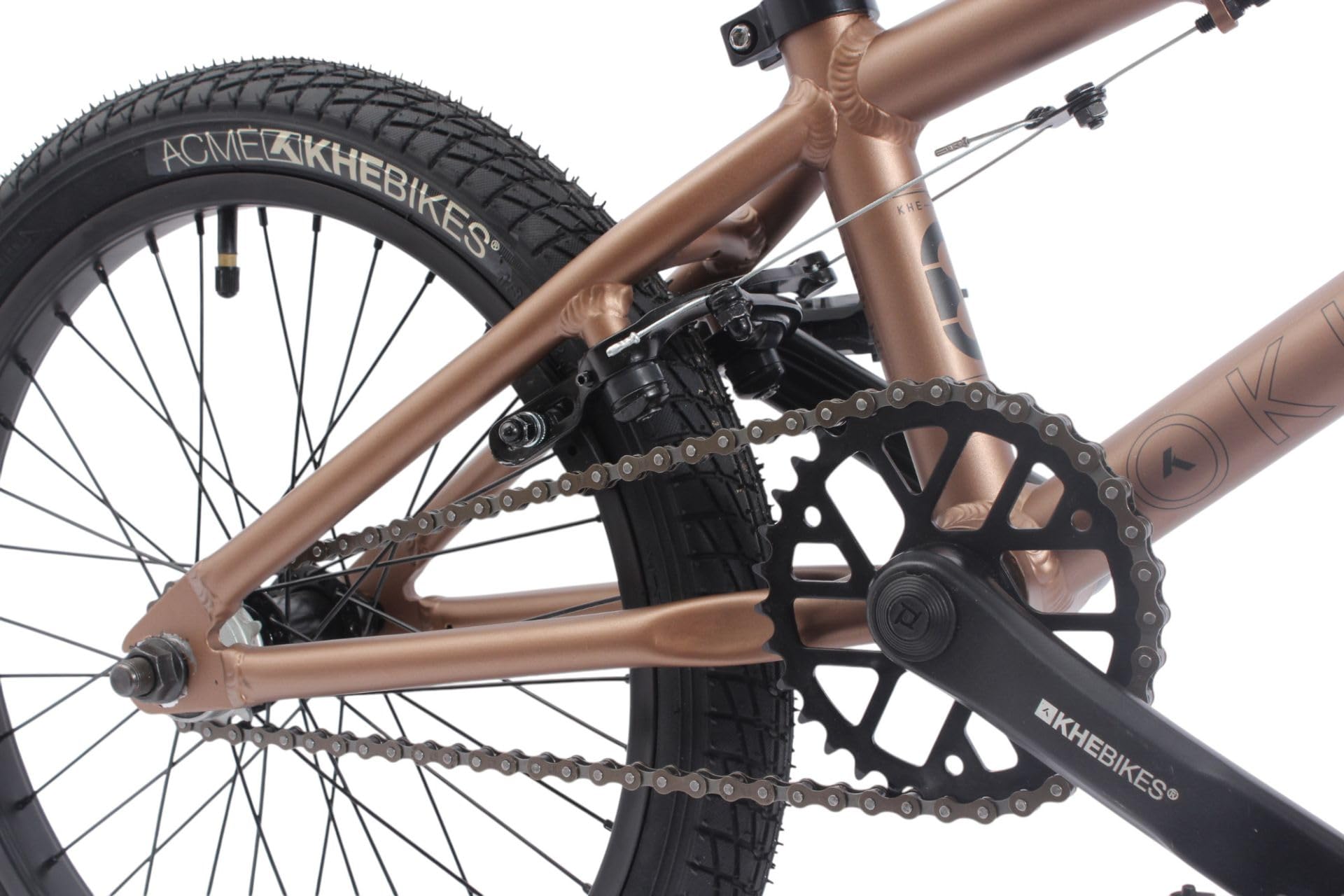 KHE Blaze 18 Zoll BMX Bike – 9,3 kg leicht, Aluminiumrahmen, Affix Rotor, U-Bremsen vorne & hinten, für Kinder ab 125 cm – Freestyle BMX für Park, Street & Pumptrack – Bronze