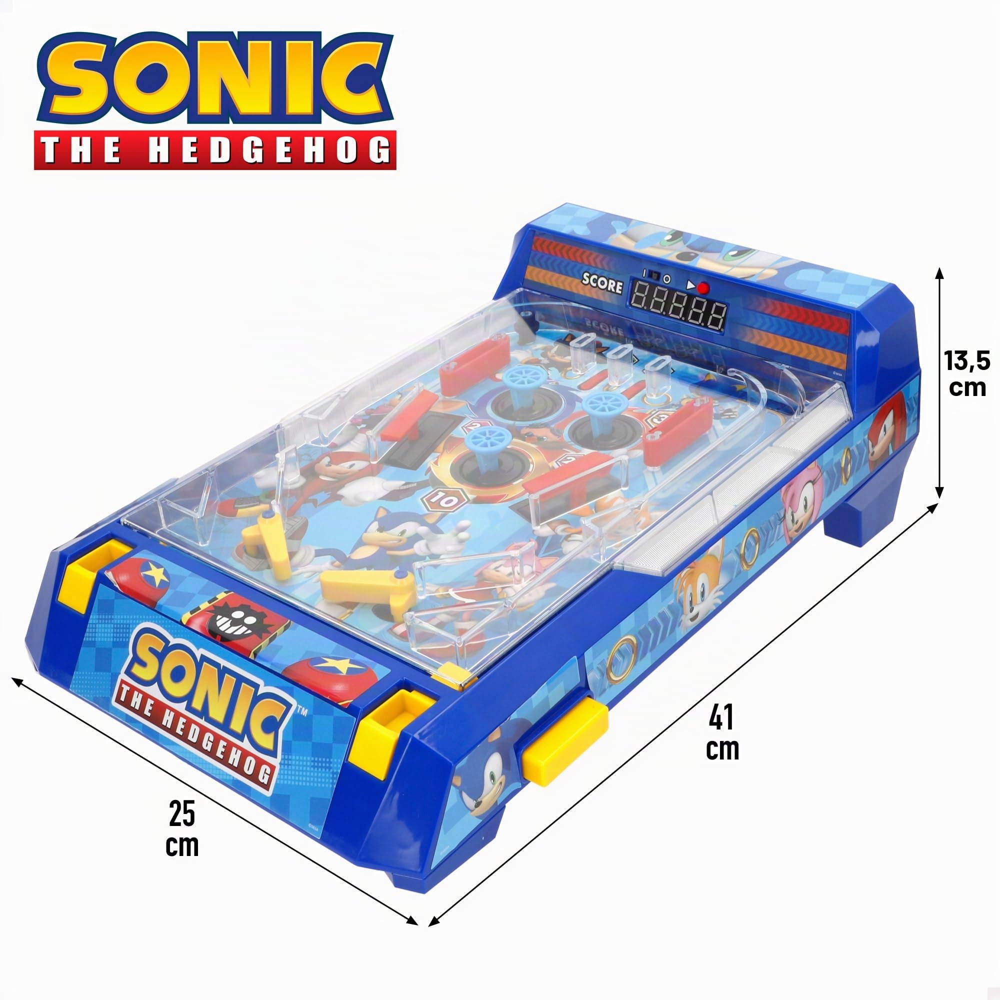 ColorBaby Sonic Pinball da tavolo, luci e suono, segnalibro elettronico, design arcade premium, licenza ufficiale, giochi da tavolo elettronici, giocattolo da collezione (77726)