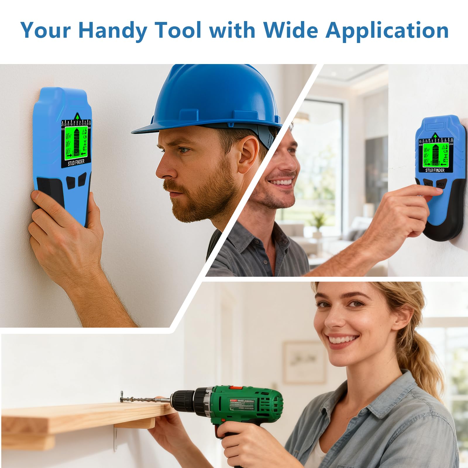 Rilevatore di perni ricaricabile 5 in 1 Stud Finder - Scanner da parete con display LCD e segnale acustico, rilevatore di travi per legno, metallo e cavi elettrici, rilevatore a parete USB per