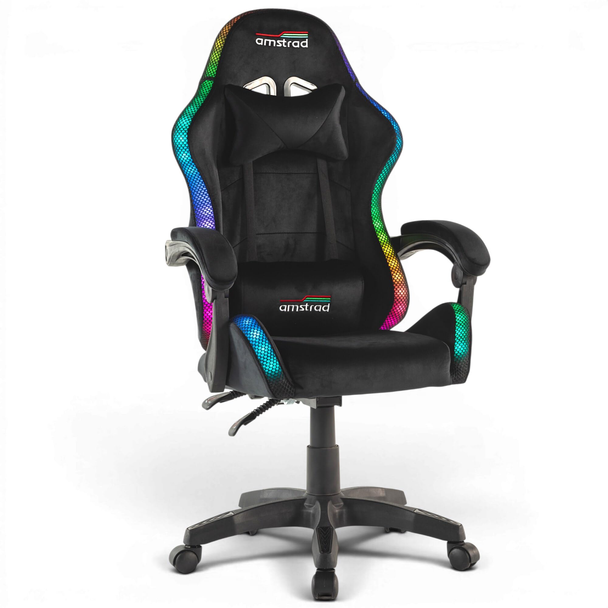 Amstrad LED-Shadow Chaise Gamer Noire Tissu Alcantara Eclairage LED 366