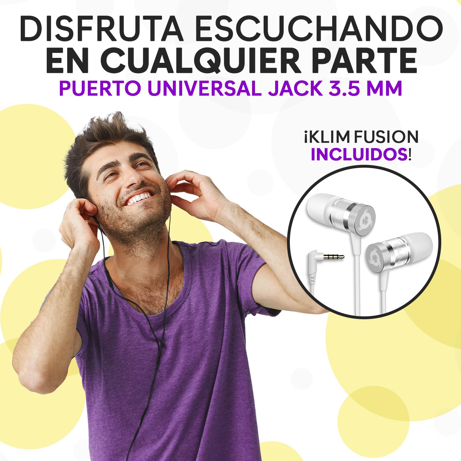 KLIM K7 Reproductor Cassette con Auriculares Fusion - Conversor de Cassette a MP3 - Player Portátil con Micrófono y Altavoz Integrados - Batería Recargable - Auriculares - Tarjeta SD 16 GB - Negro